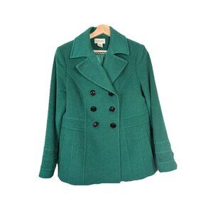 St‎ Johns Bay SJB Wool Blend Green Peacoat Coat Women’s Medium Preppy Outdoor